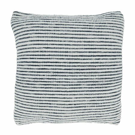 SARO 18 in. Woven Striped Square Throw Pillow with Poly Filling, Black 5082.BL18SP